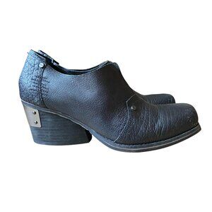 Vogue Black Leather Square Toe Cowgirl Bootie Urban Outfitters Gothic Size 10